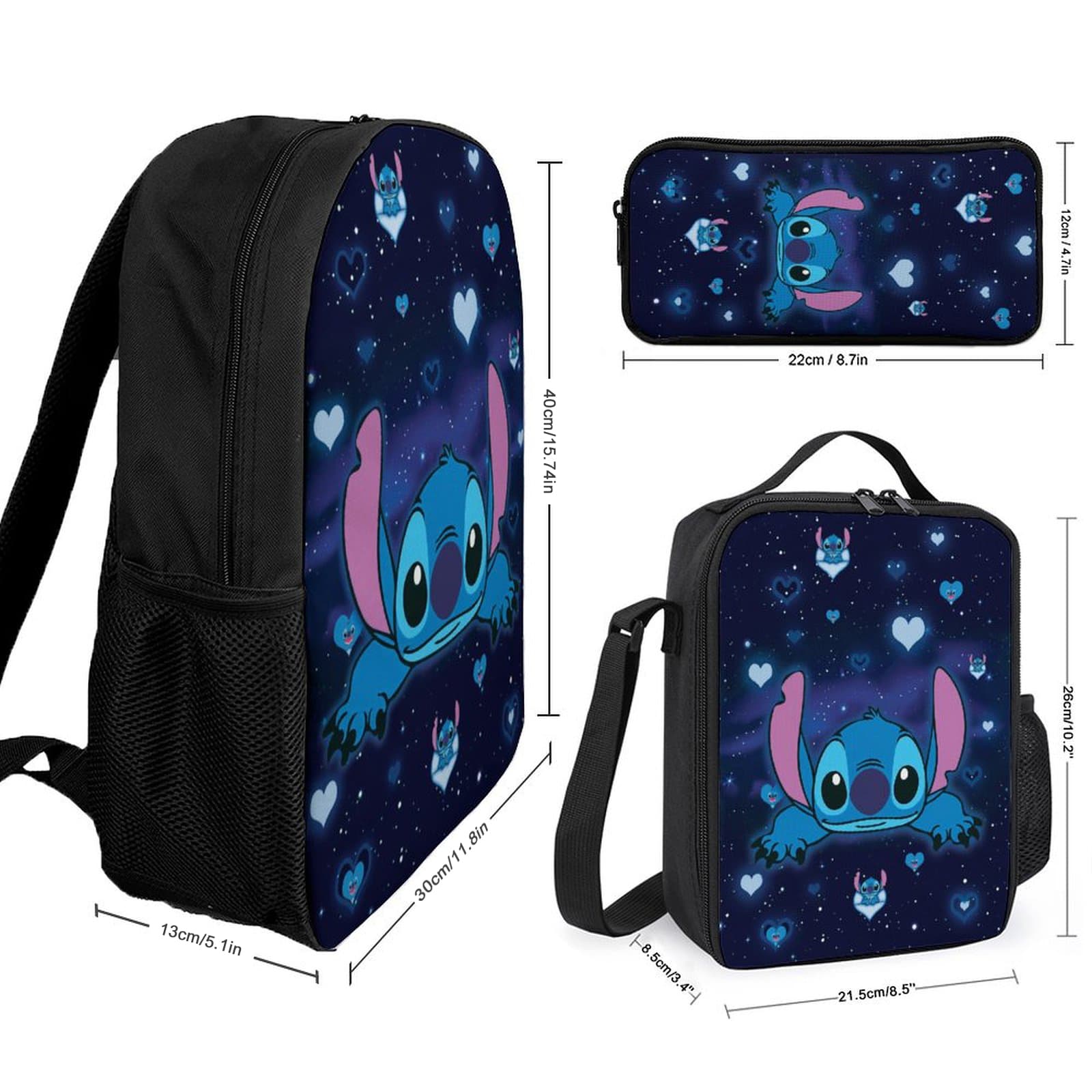 【5-Day Fast Delivery】Stitch Backpack Set - Disney 16" Shoulder Bag, Insulated Lunch Tote, Multifunctional Pencil Case BP0002