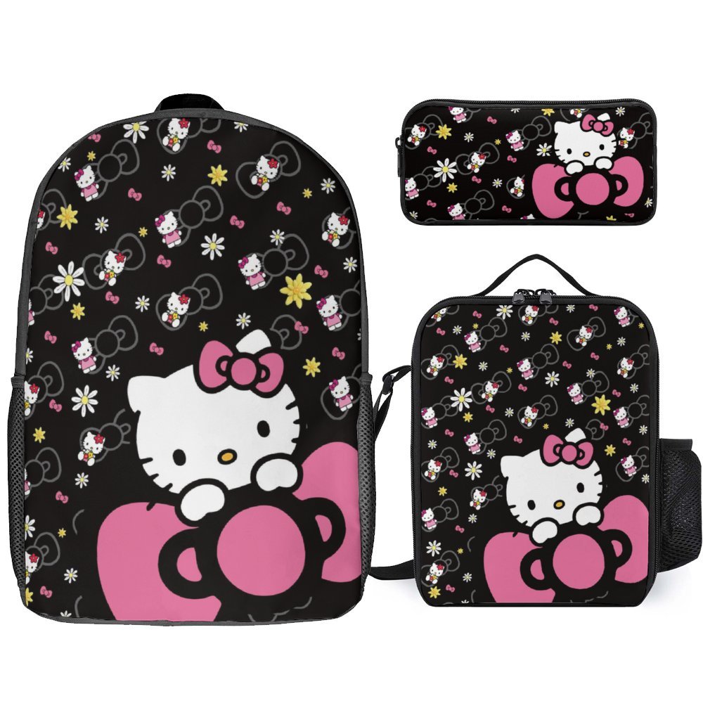 【5-Day Fast Delivery】Hello Kitty Backpack Set - Sanrio 16" Shoulder Bag, Insulated Lunch Tote, Multifunctional Pencil Case BP0004