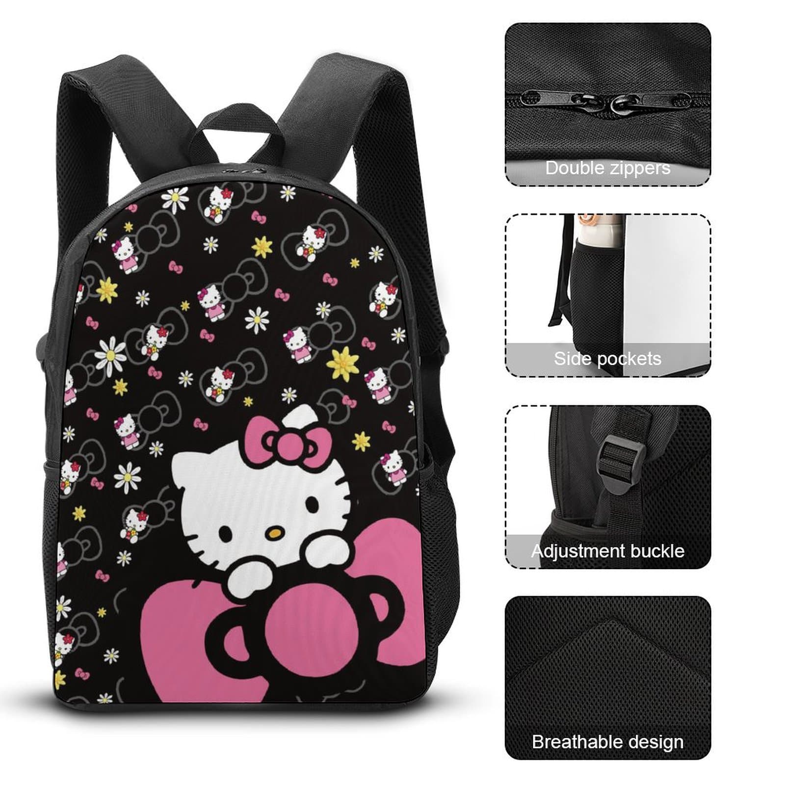 【5-Day Fast Delivery】Hello Kitty Backpack Set - Sanrio 16" Shoulder Bag, Insulated Lunch Tote, Multifunctional Pencil Case BP0004