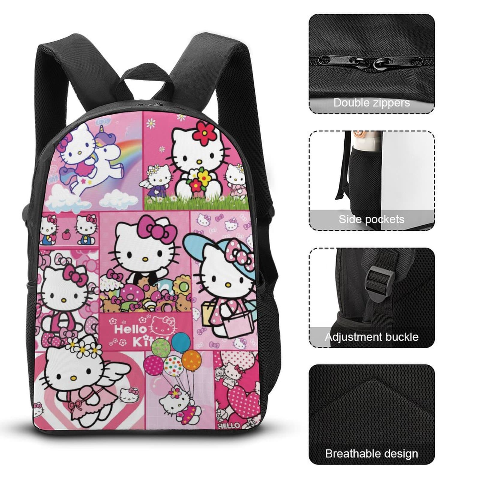 【5-Day Fast Delivery】Hello Kitty Backpack Set - Sanrio 16" Shoulder Bag, Insulated Lunch Tote, Multifunctional Pencil Case BP0005 