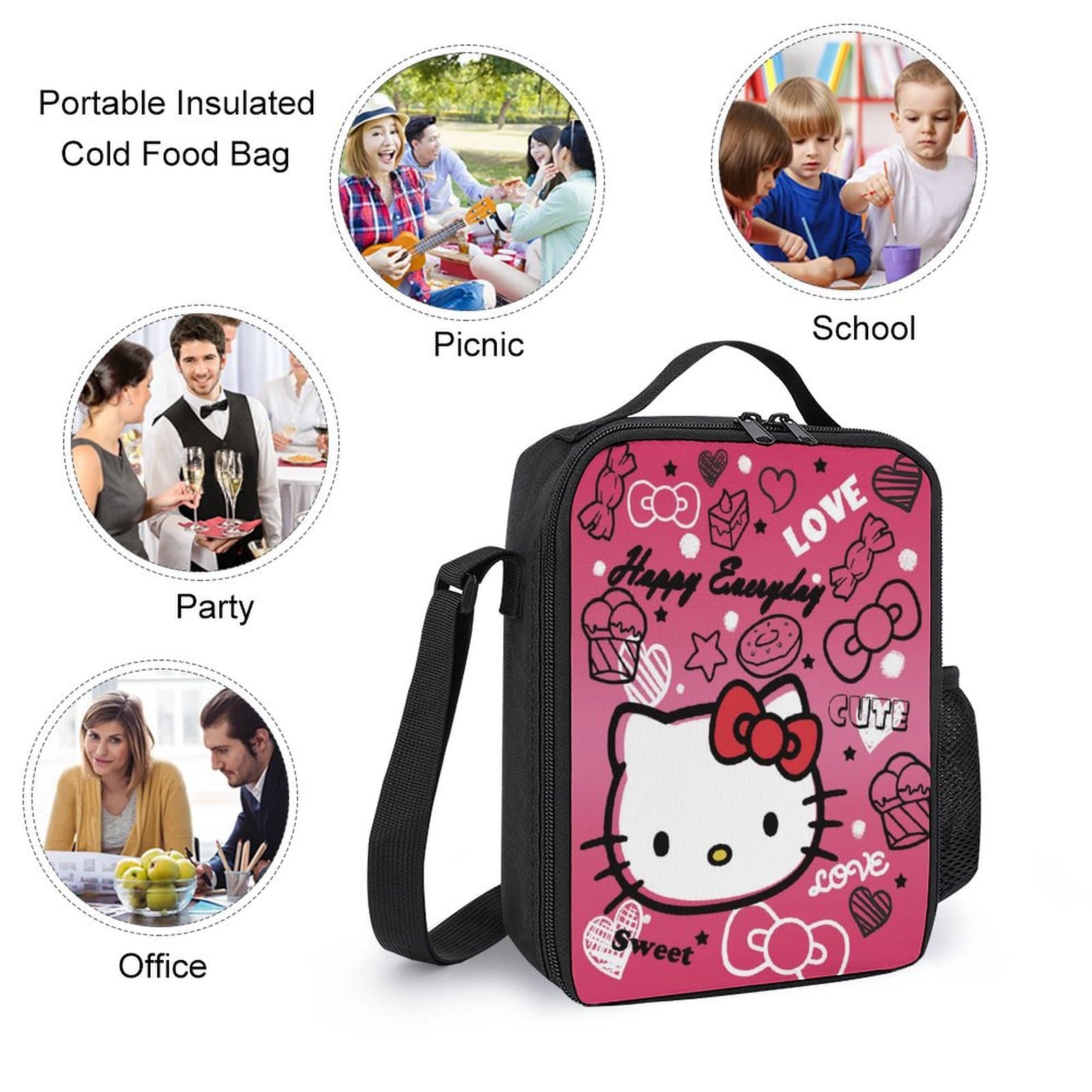 【5-Day Fast Delivery】Hello Kitty Backpack Set - Sanrio 16" Shoulder Bag, Insulated Lunch Tote, Multifunctional Pencil Case BP0006 