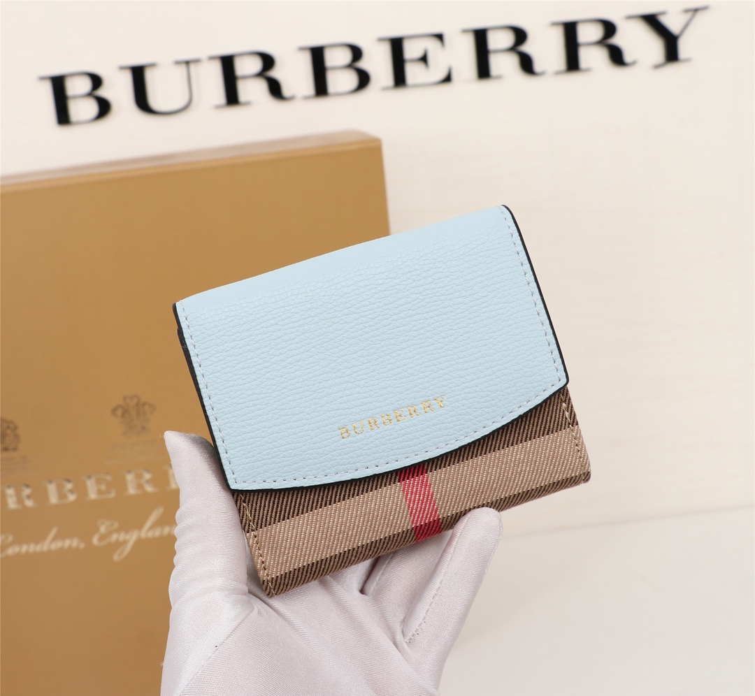 Burberry Leather Wallet Blue BB0004