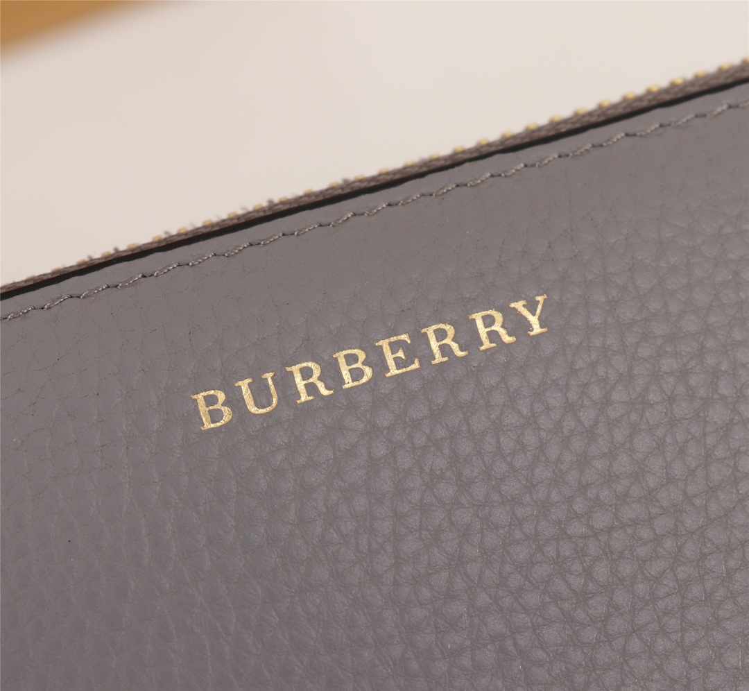 Burberry Leather Wallet Zipper Grey BB0006