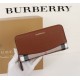 Burberry Leather Wallet Zipper Brown BB0008