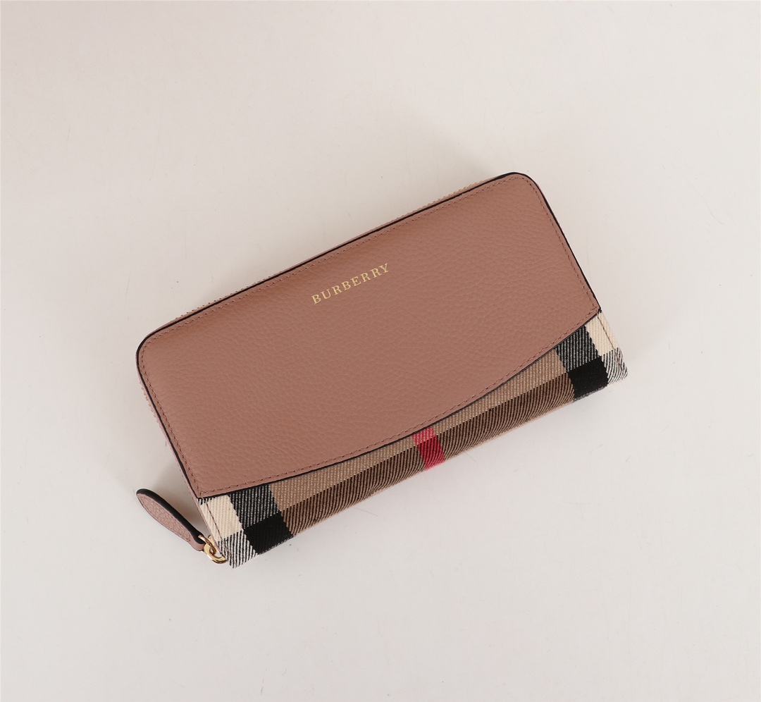 Burberry Leather Wallet Zipper Pink BB0009