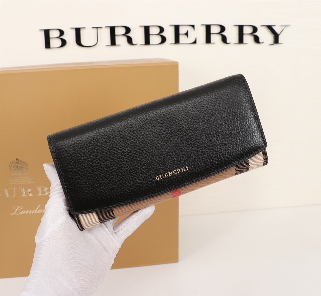 Burberry Leather Wallet Flap Black BB0010