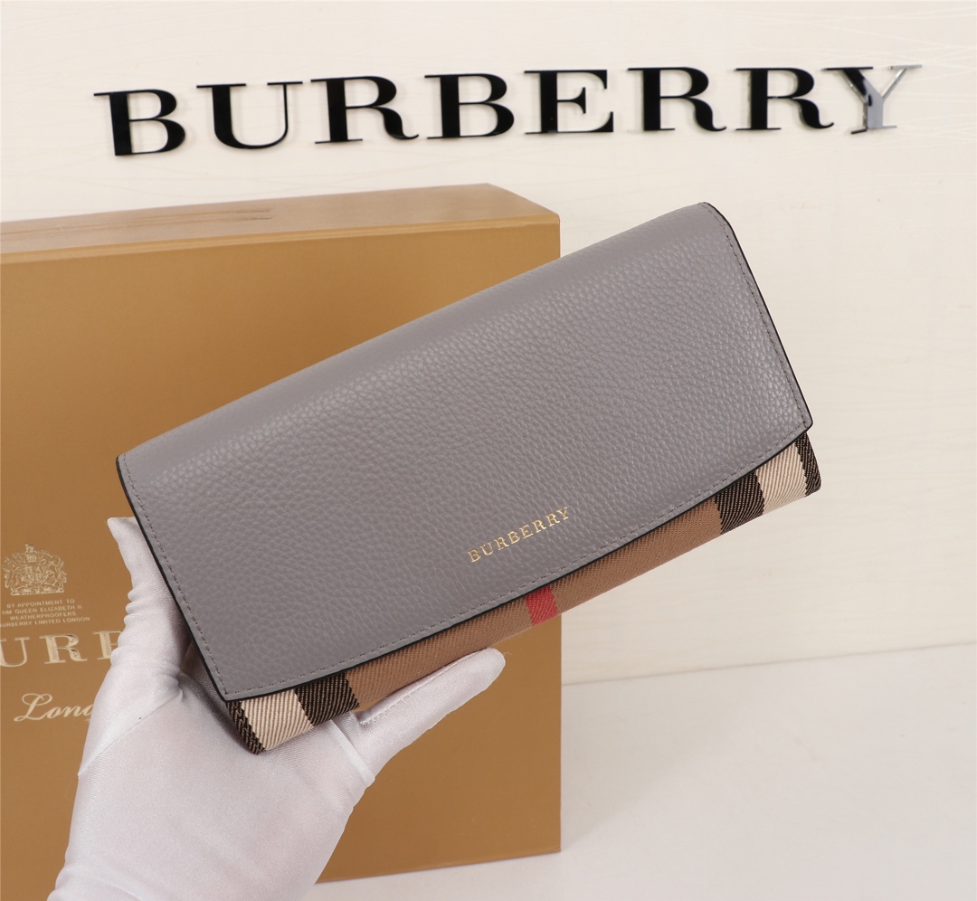 Burberry Leather Wallet Flap Grey BB0011