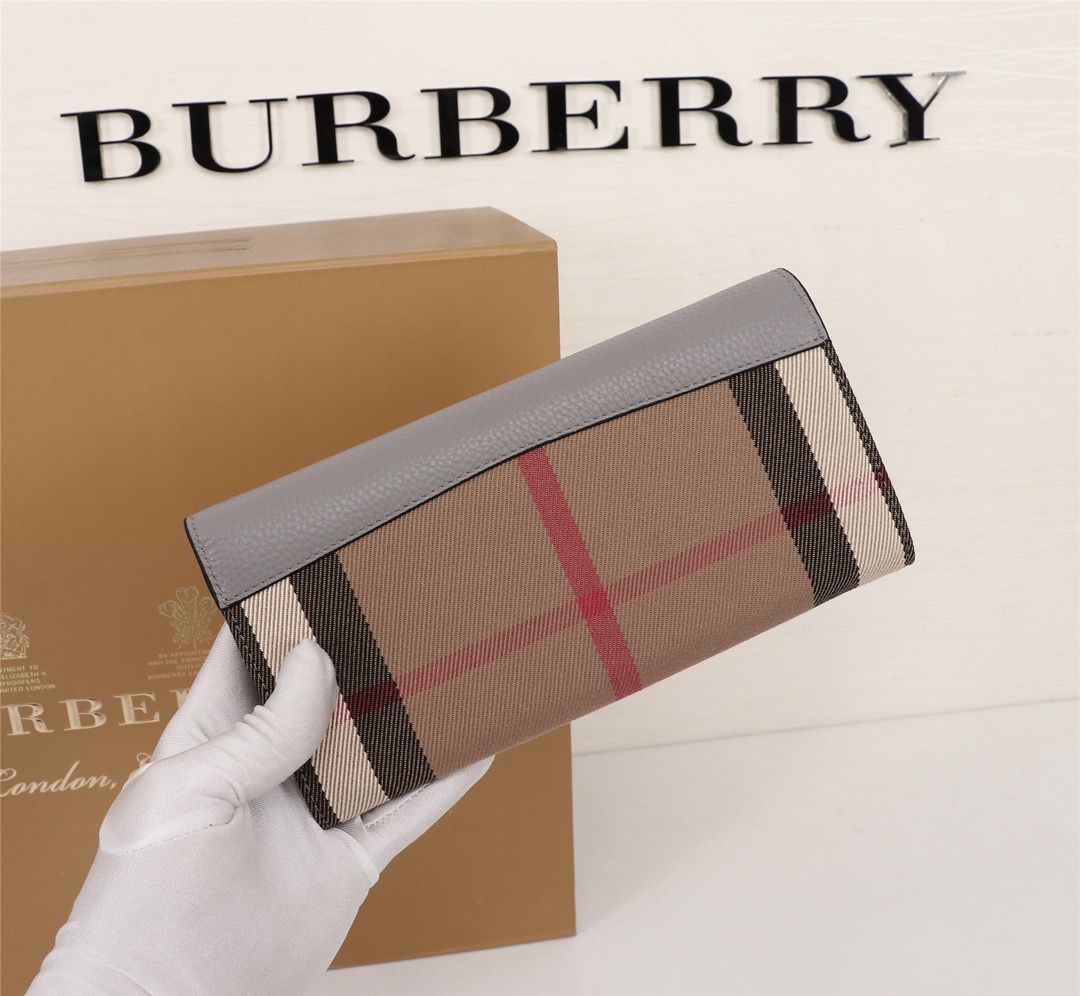 Burberry Leather Wallet Flap Grey BB0011