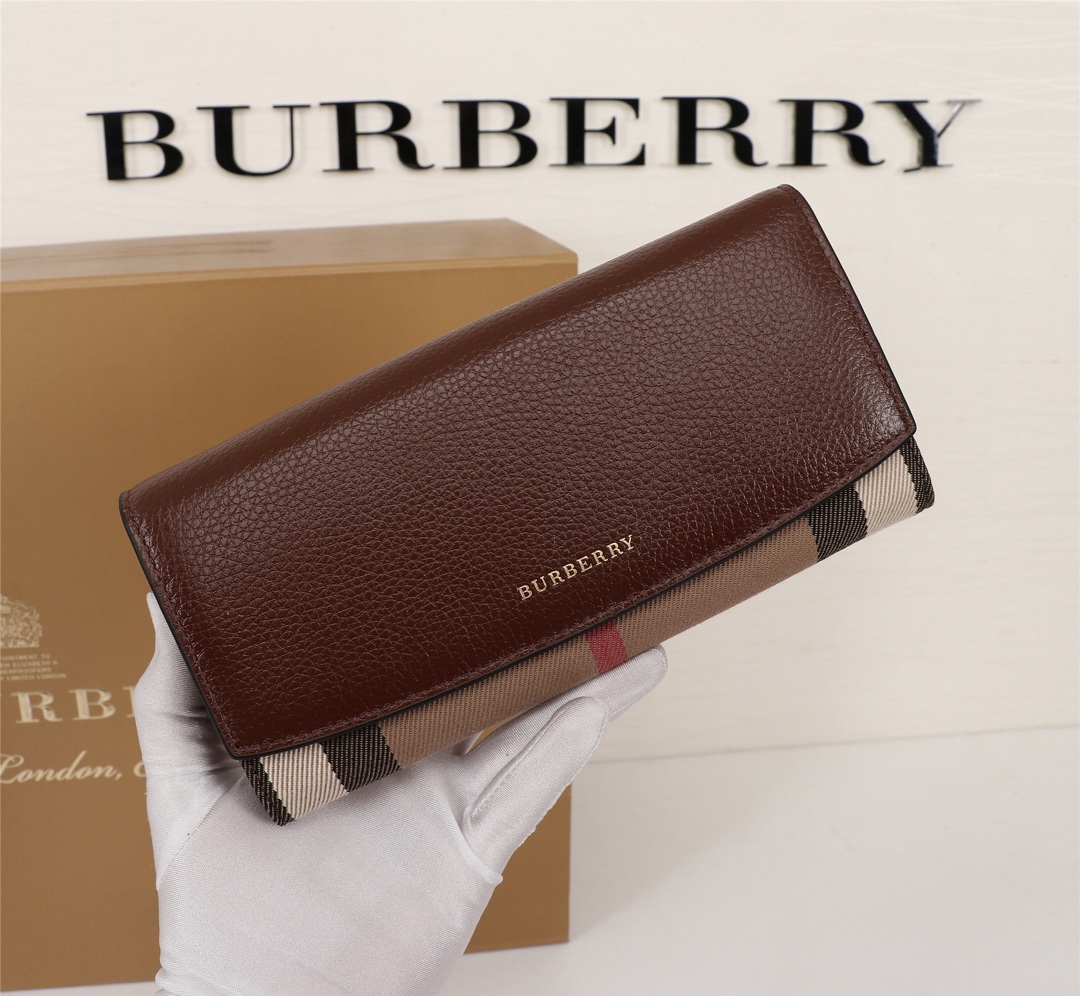 Burberry Leather Wallet Flap Brown BB0012