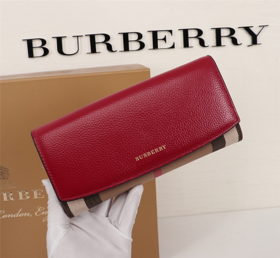 Burberry Leather Wallet Flap Red BB0014