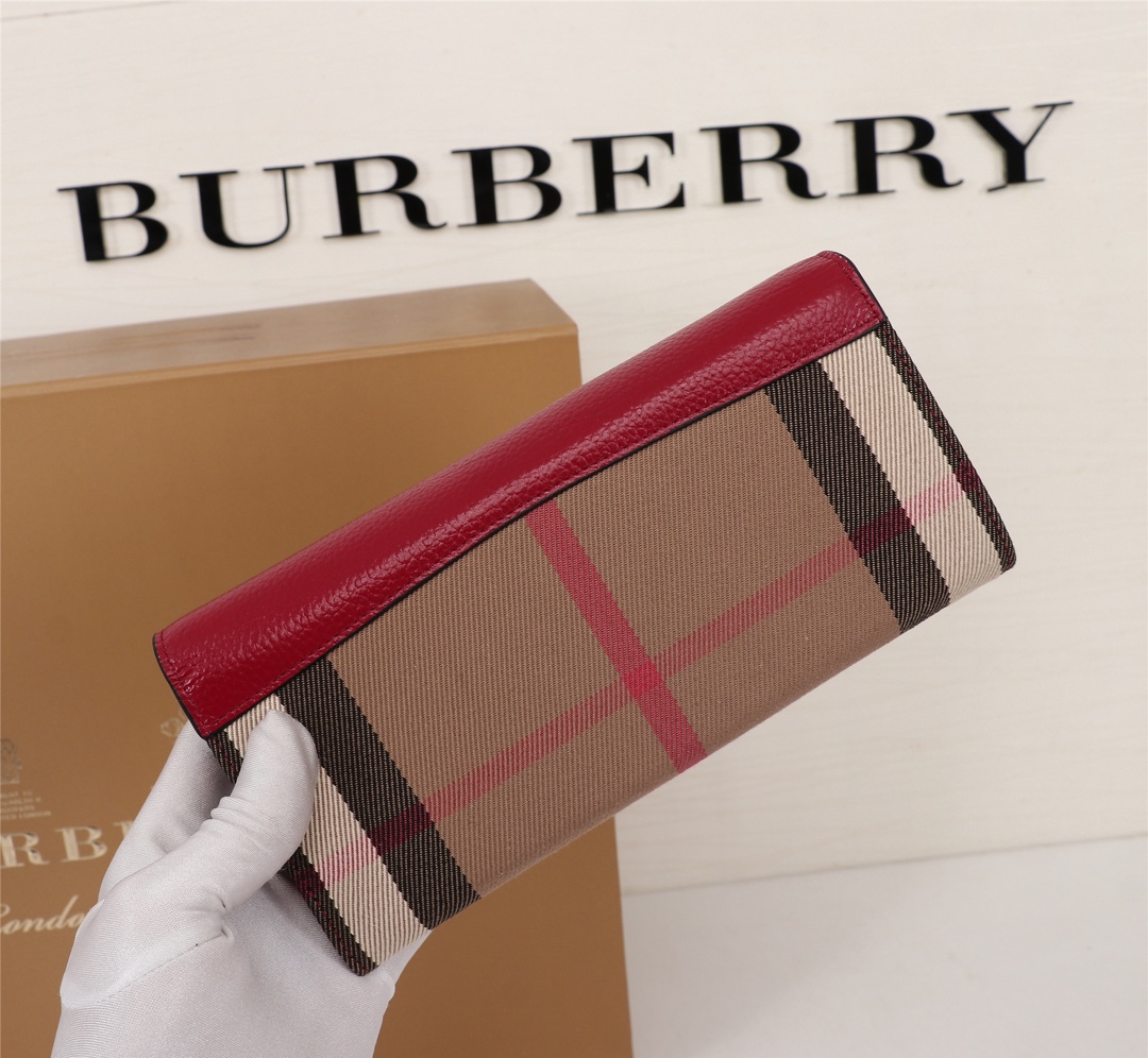 Burberry Leather Wallet Flap Red BB0014