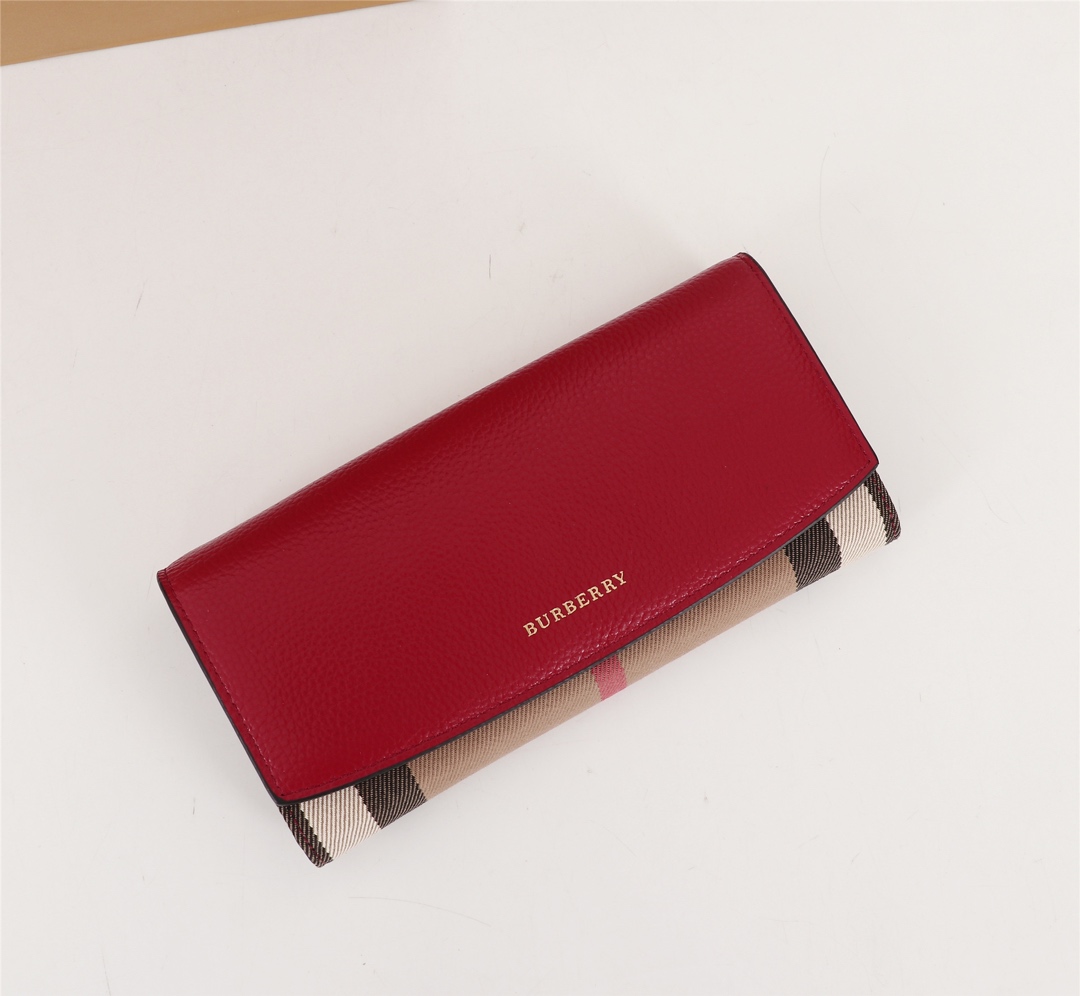 Burberry Leather Wallet Flap Red BB0014