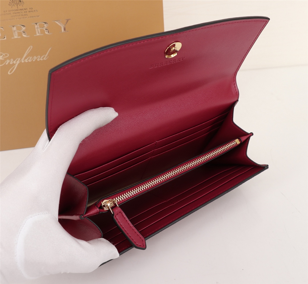 Burberry Leather Wallet Flap Red BB0014