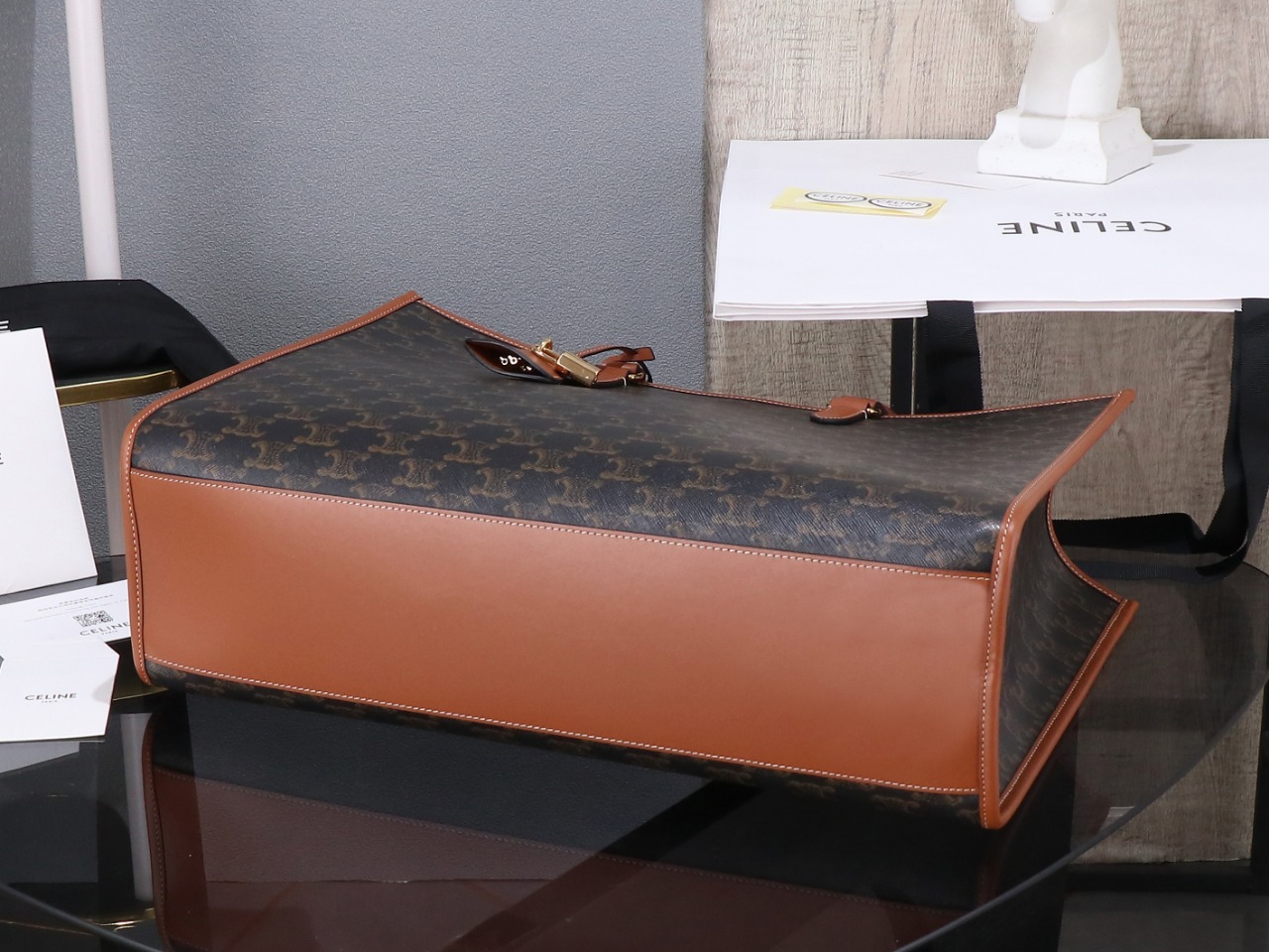 Celine horizontal cabas in Triomphe Canvas and calfskin CE0002