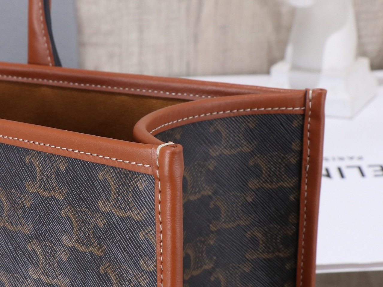 Celine horizontal cabas in Triomphe Canvas and calfskin CE0002