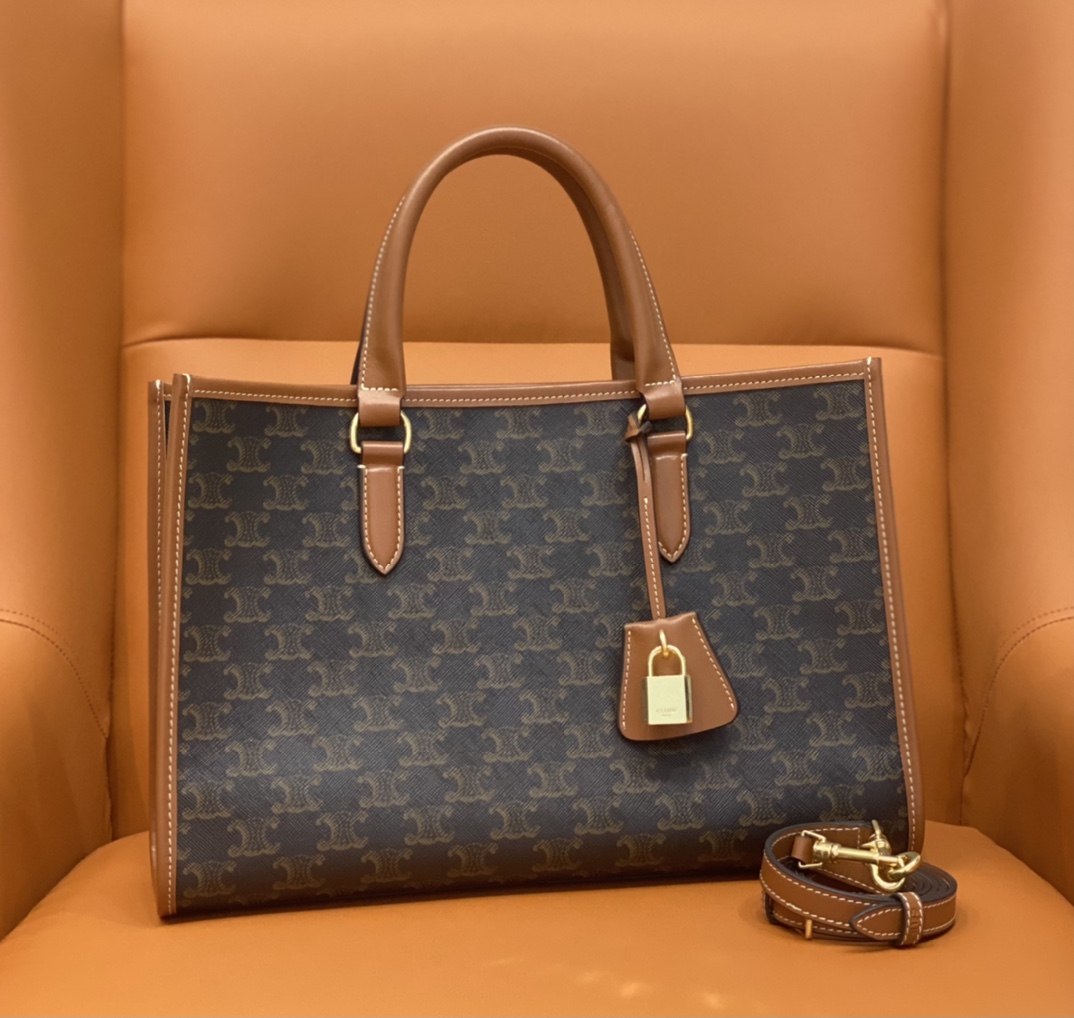 Celine mini horizontal cabas in Triomphe Canvas and calfskin CE0003