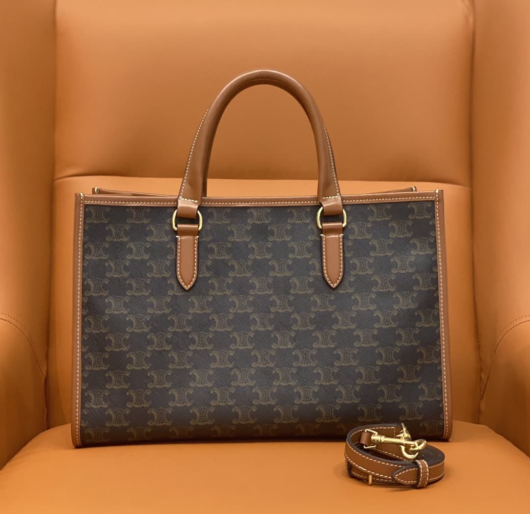 Celine mini horizontal cabas in Triomphe Canvas and calfskin CE0003