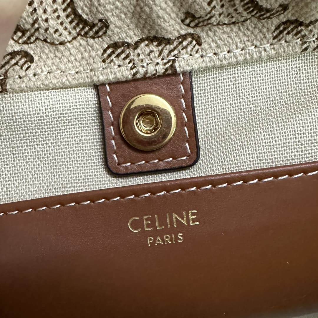 Celine SMALL CABAS DRAWSTRING CUIR TRIOMPHE in TEXTILE WITH TRIOMPHE CANVAS PRINT AND CALFSKIN CE0006