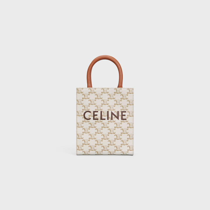 Celine Mini Vertical Cabas in Triomphe Canvas and calfskin with Celine print CE0007