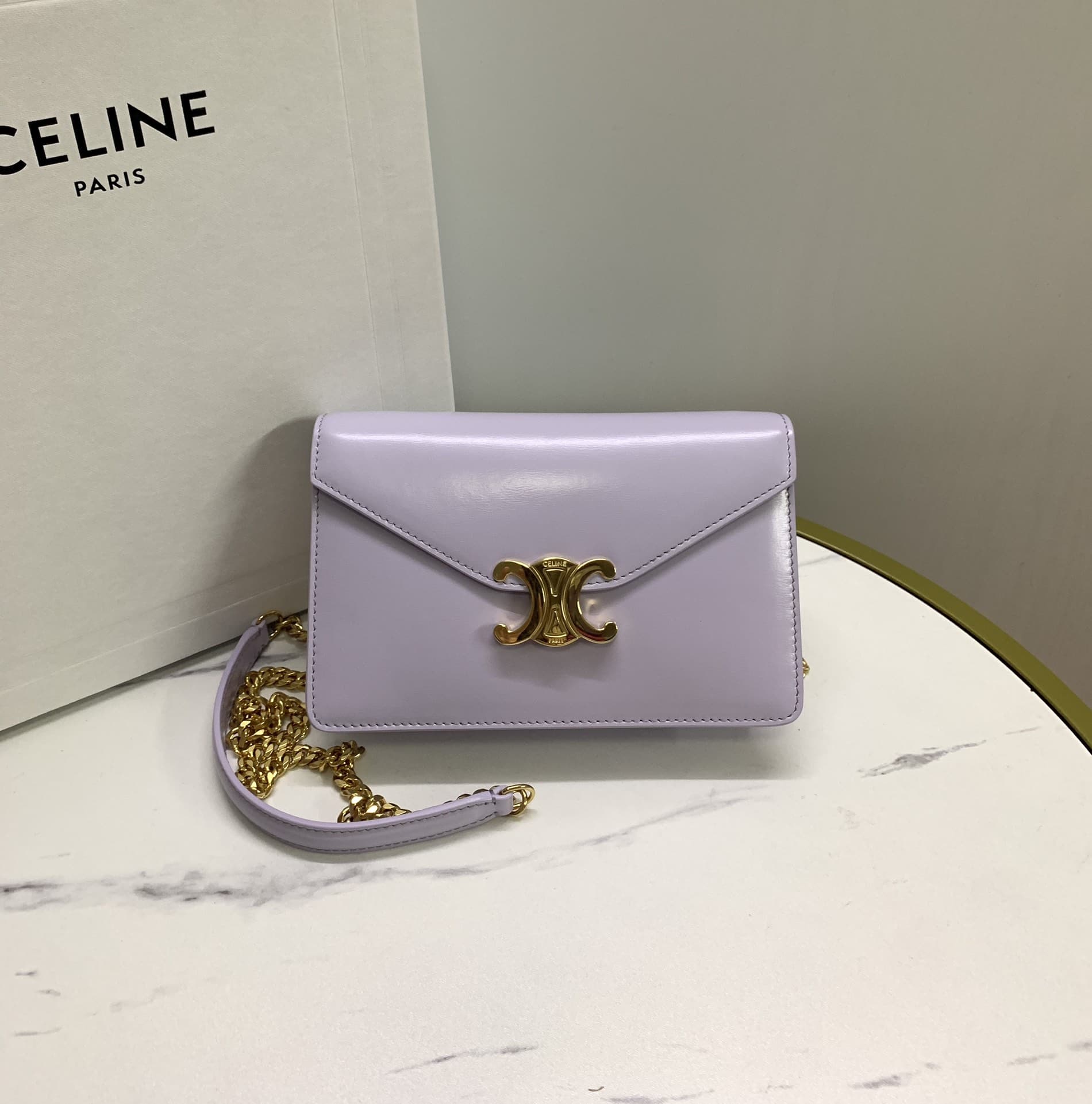 Celine WALLET ON CHAIN MARGO in Shiny calfskin CE0013