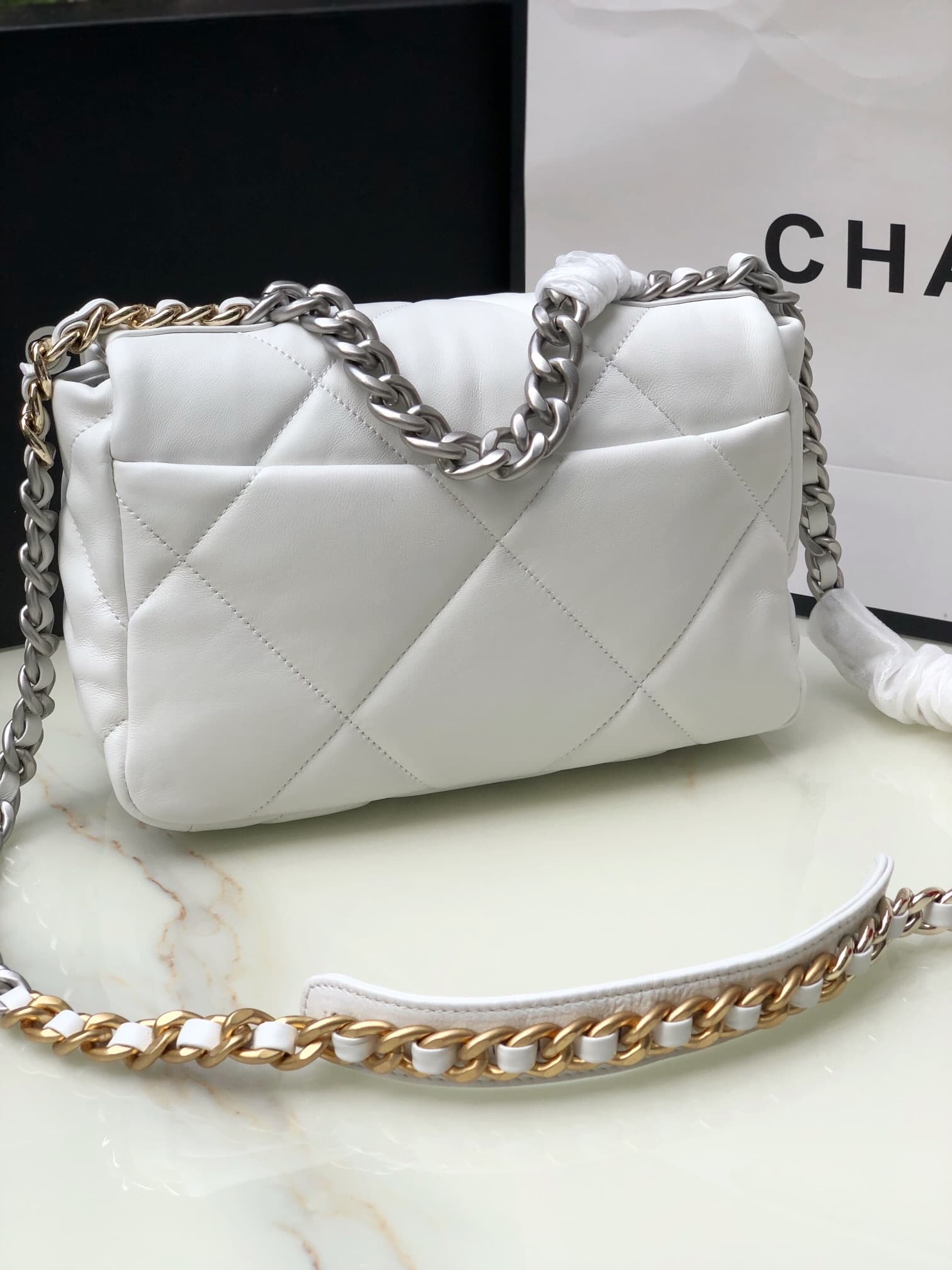 Chanel CHANEL 19 Handbag White AS1160