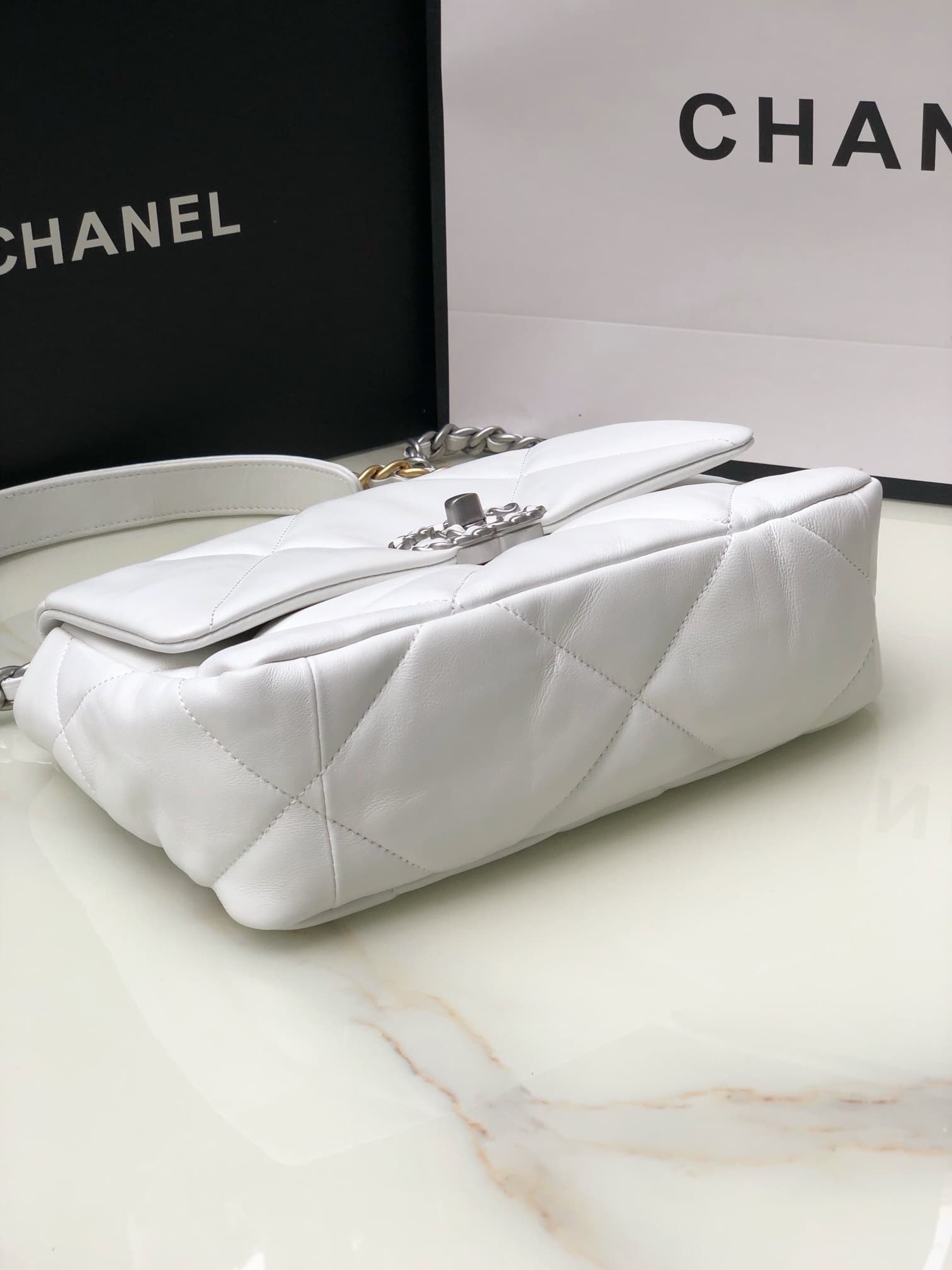 Chanel CHANEL 19 Handbag White AS1160