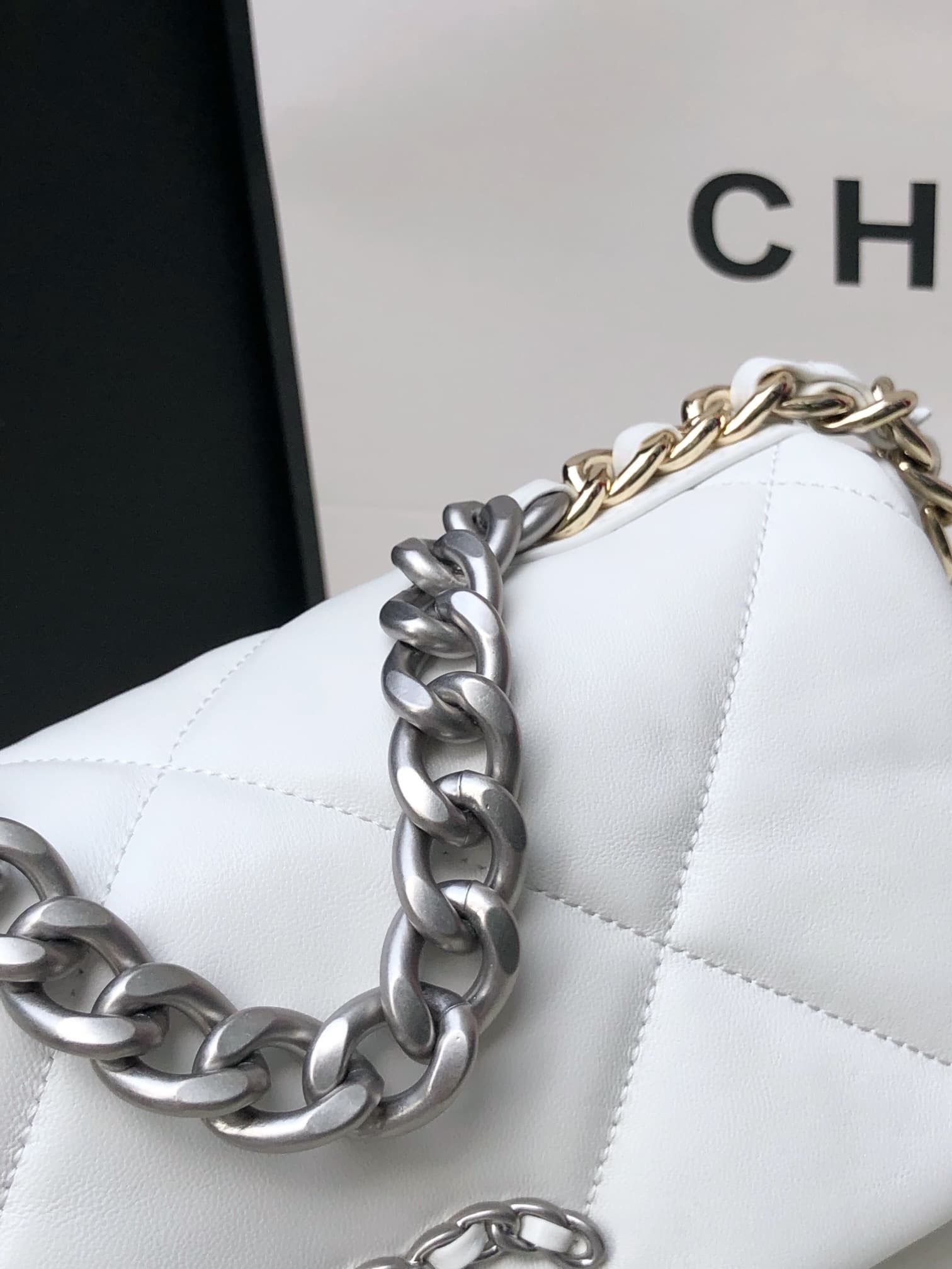 Chanel CHANEL 19 Handbag White AS1160