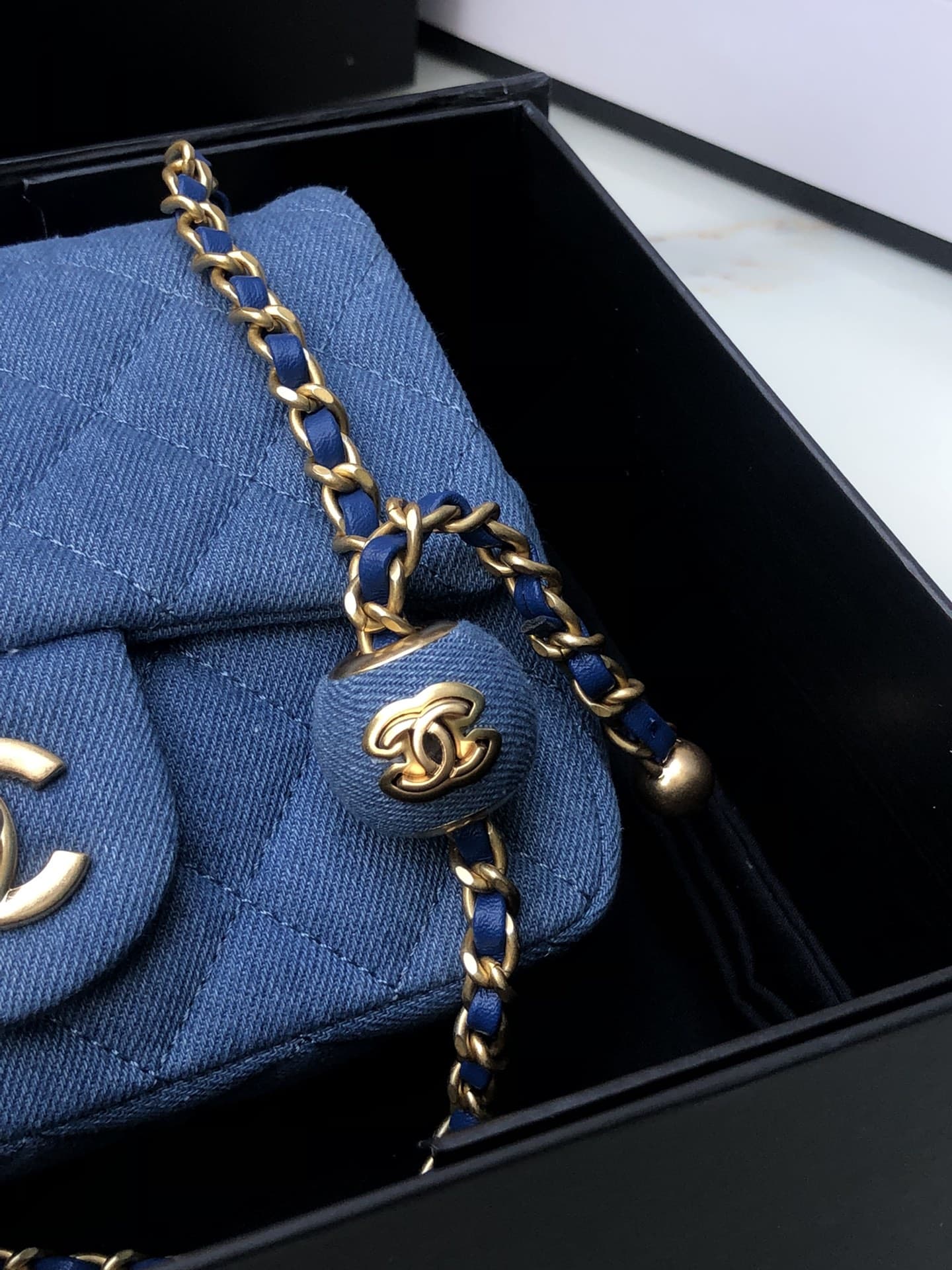 Chanel Denim Mini Pearl Crush Flap Bag AS1786