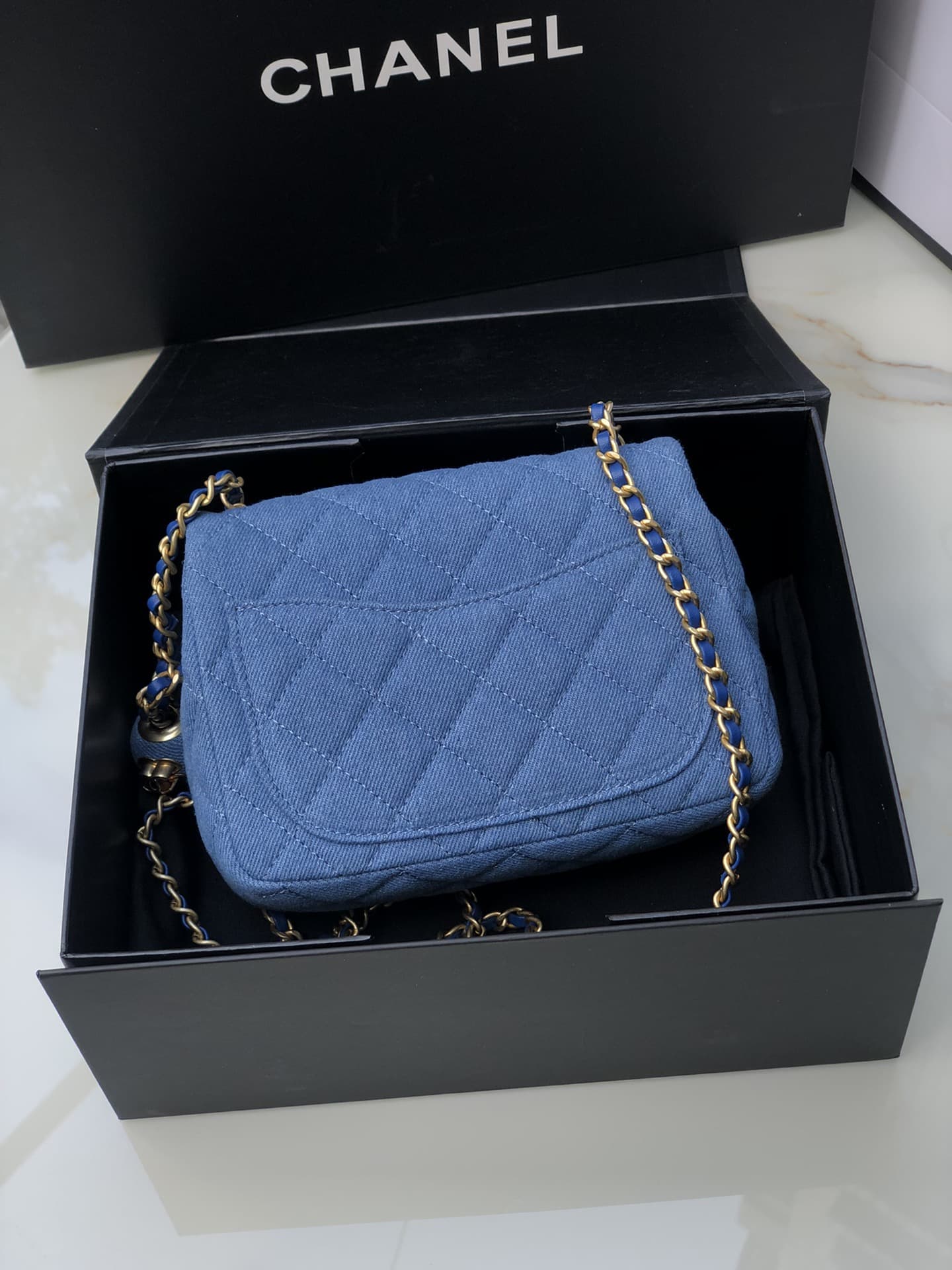 Chanel Denim Mini Pearl Crush Flap Bag AS1786