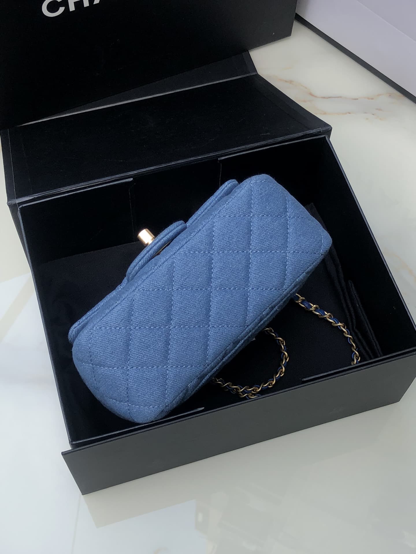 Chanel Denim Mini Pearl Crush Flap Bag AS1786