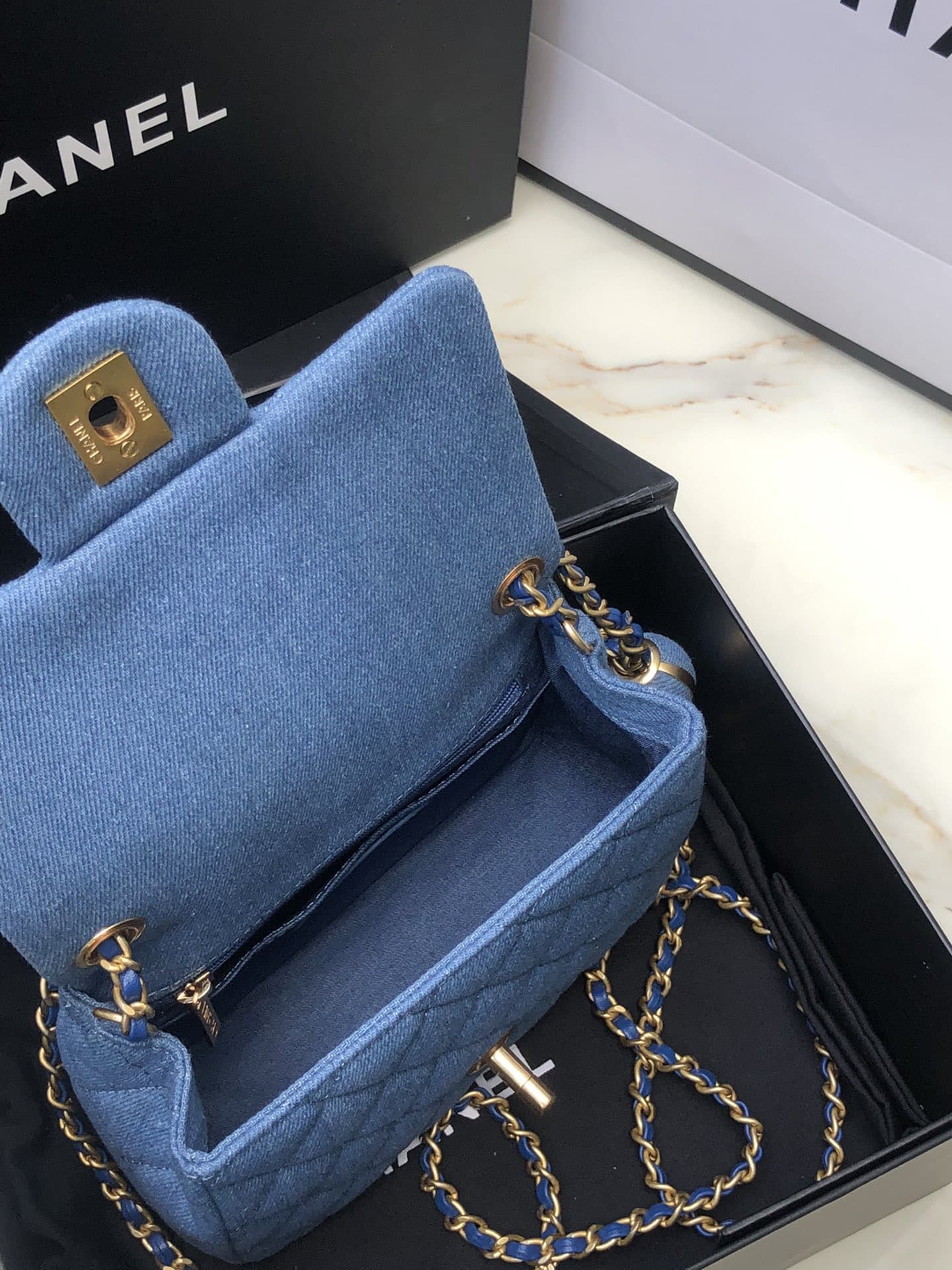 Chanel Denim Mini Pearl Crush Flap Bag AS1786