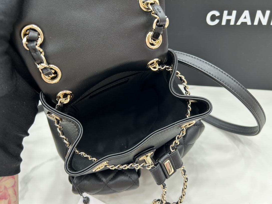 Chanel Small 2 Pocket Duma Backpack Black AS3860