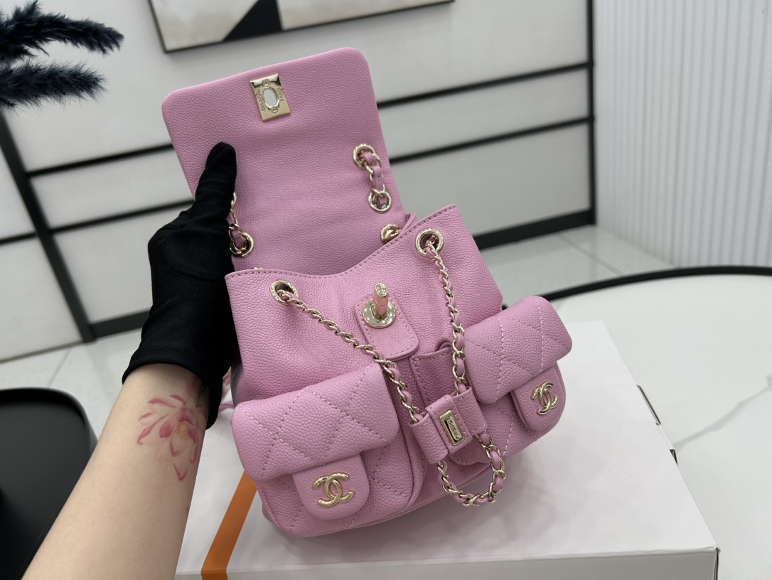 Chanel Small 2 Pocket Duma Backpack Pink AS3860