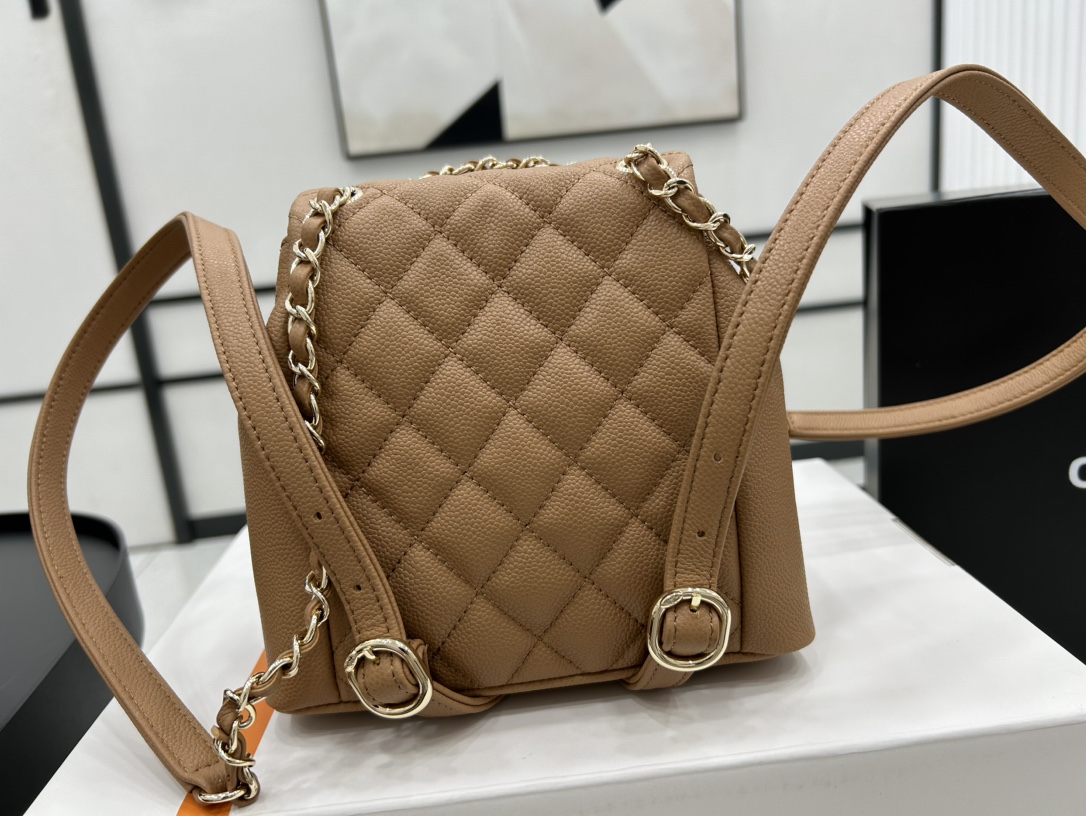 Chanel Small 2 Pocket Duma Backpack Light Brown AS3860