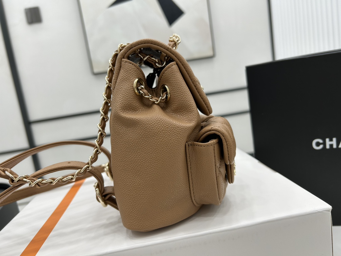 Chanel Small 2 Pocket Duma Backpack Light Brown AS3860