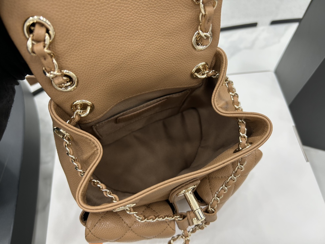 Chanel Small 2 Pocket Duma Backpack Light Brown AS3860