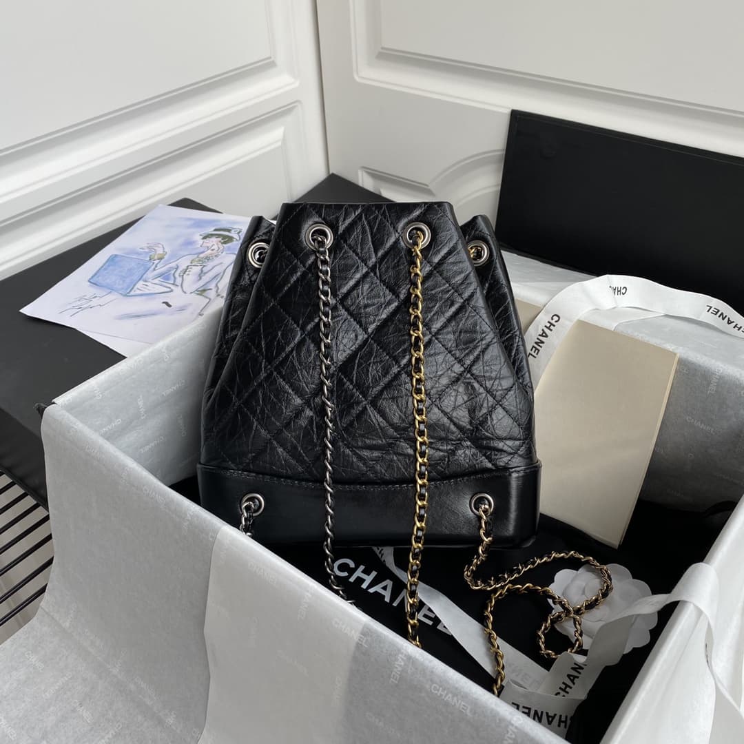 Chanel Gabrielle Leather Backpack Black 94485