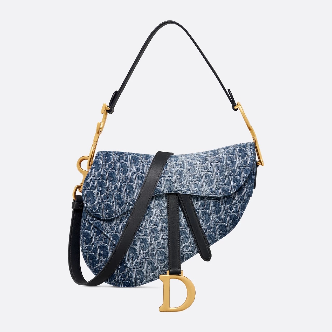 Dior Saddle Bag with Strap Blue Denim Dior Oblique Jacquard M0455CDCE