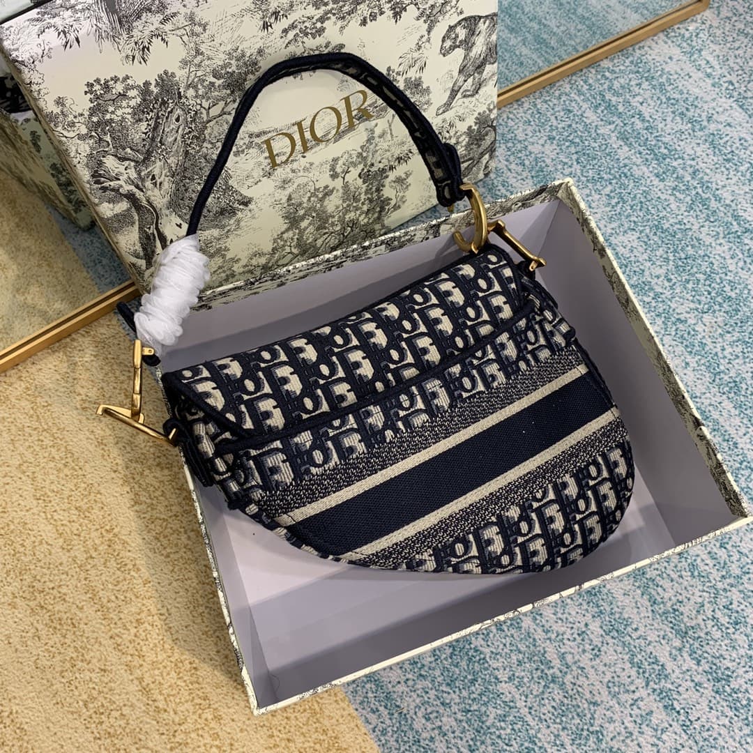 Dior Saddle Bag Blue Dior Oblique Embroidery M0446CRIW