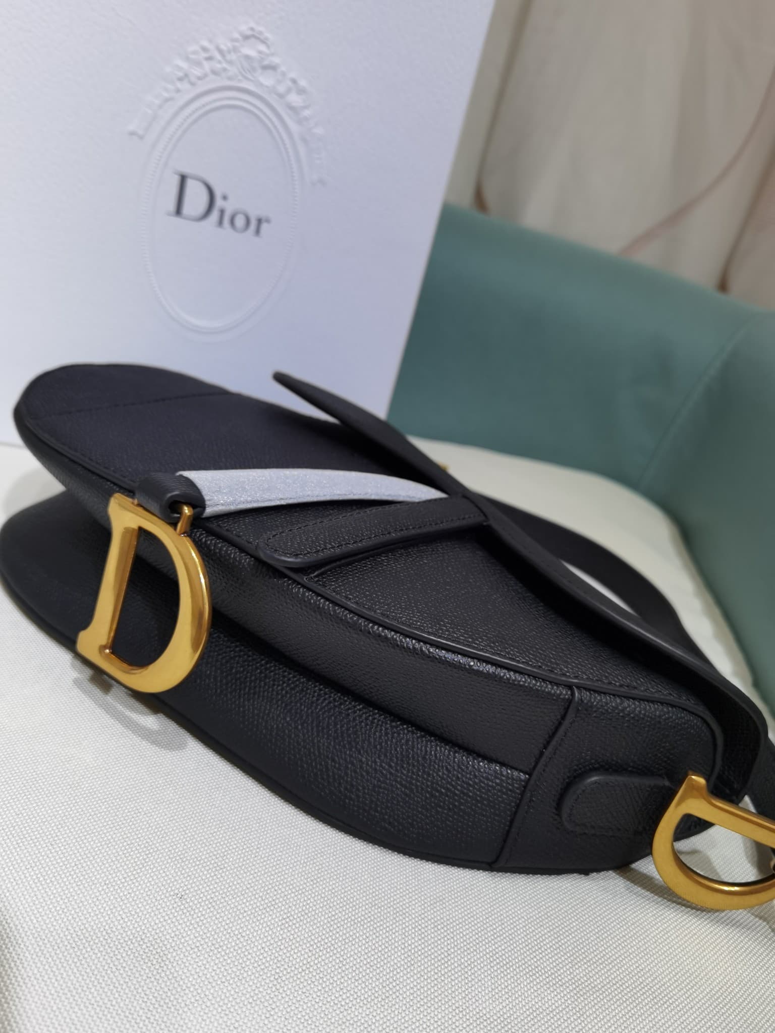 Dior Saddle Bag with Strap Black Grained Calfskin Black M0455CBAA