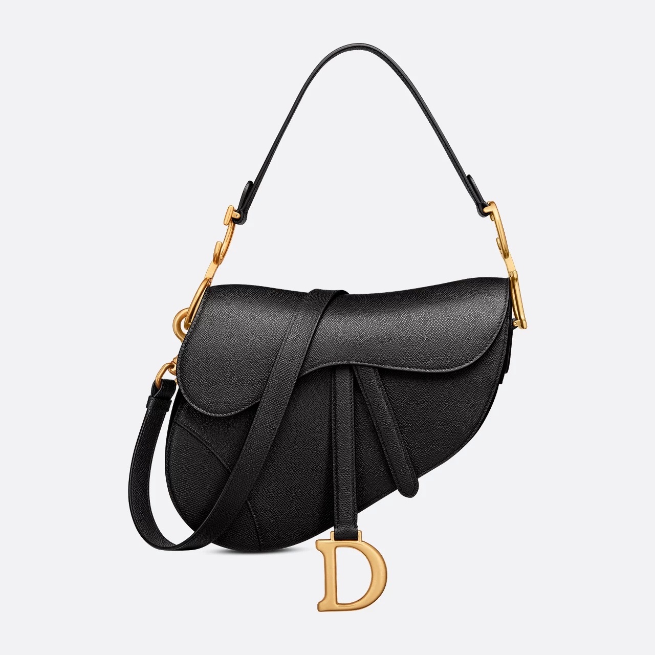 Dior Saddle Bag with Strap Black Grained Calfskin Black M0455CBAA