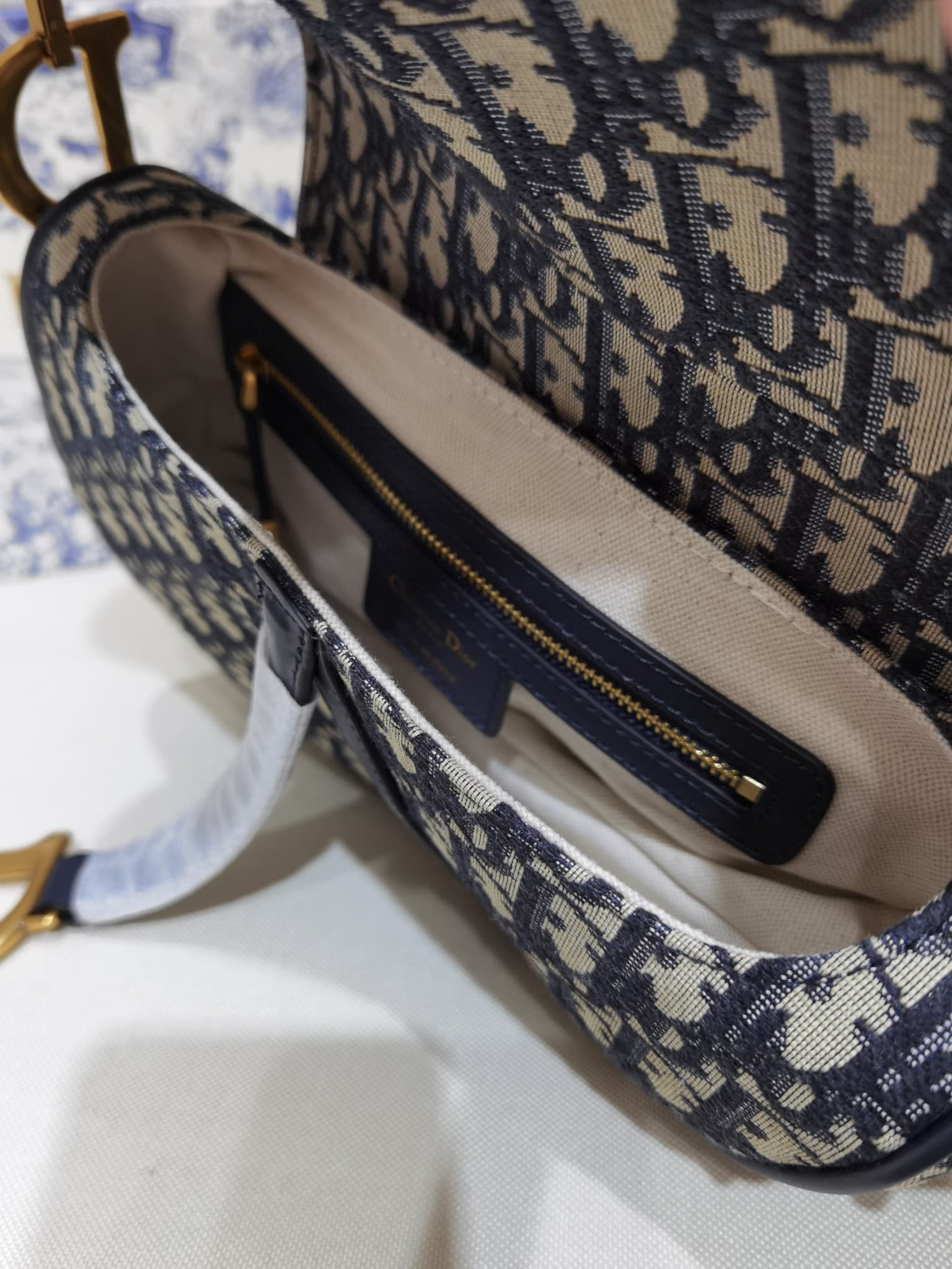 Dior Saddle Bag with Strap Blue Dior Oblique Jacquard M0455CTZQ