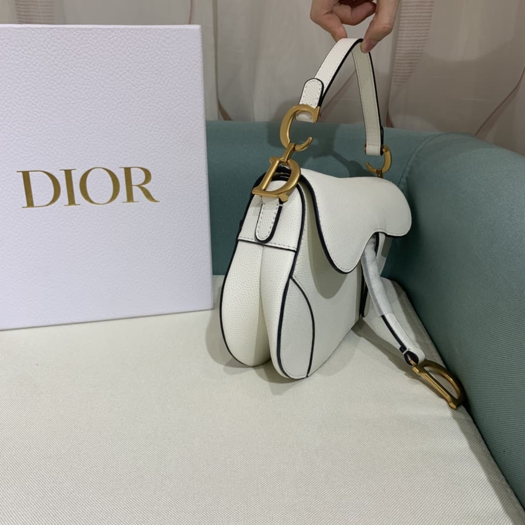 Dior Mini Saddle Bag with Strap Latte Grained Calfskin  M0456CBAA