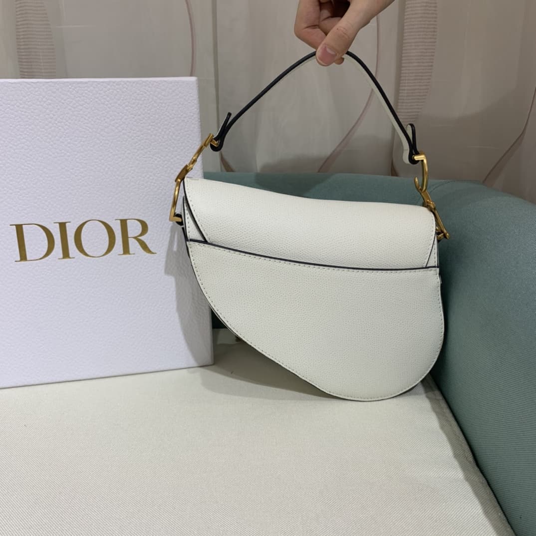 Dior Mini Saddle Bag with Strap Latte Grained Calfskin  M0456CBAA