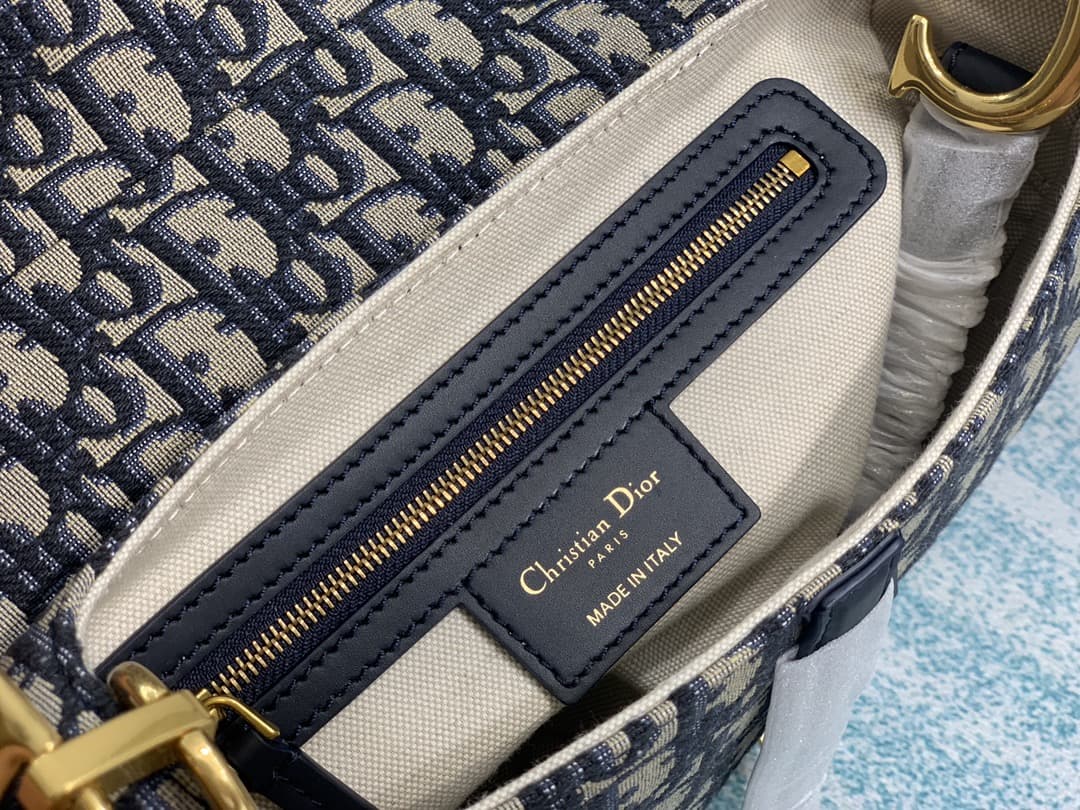 Dior Mini Saddle Bag with Strap Blue Dior Oblique Jacquard M0456CTZQ