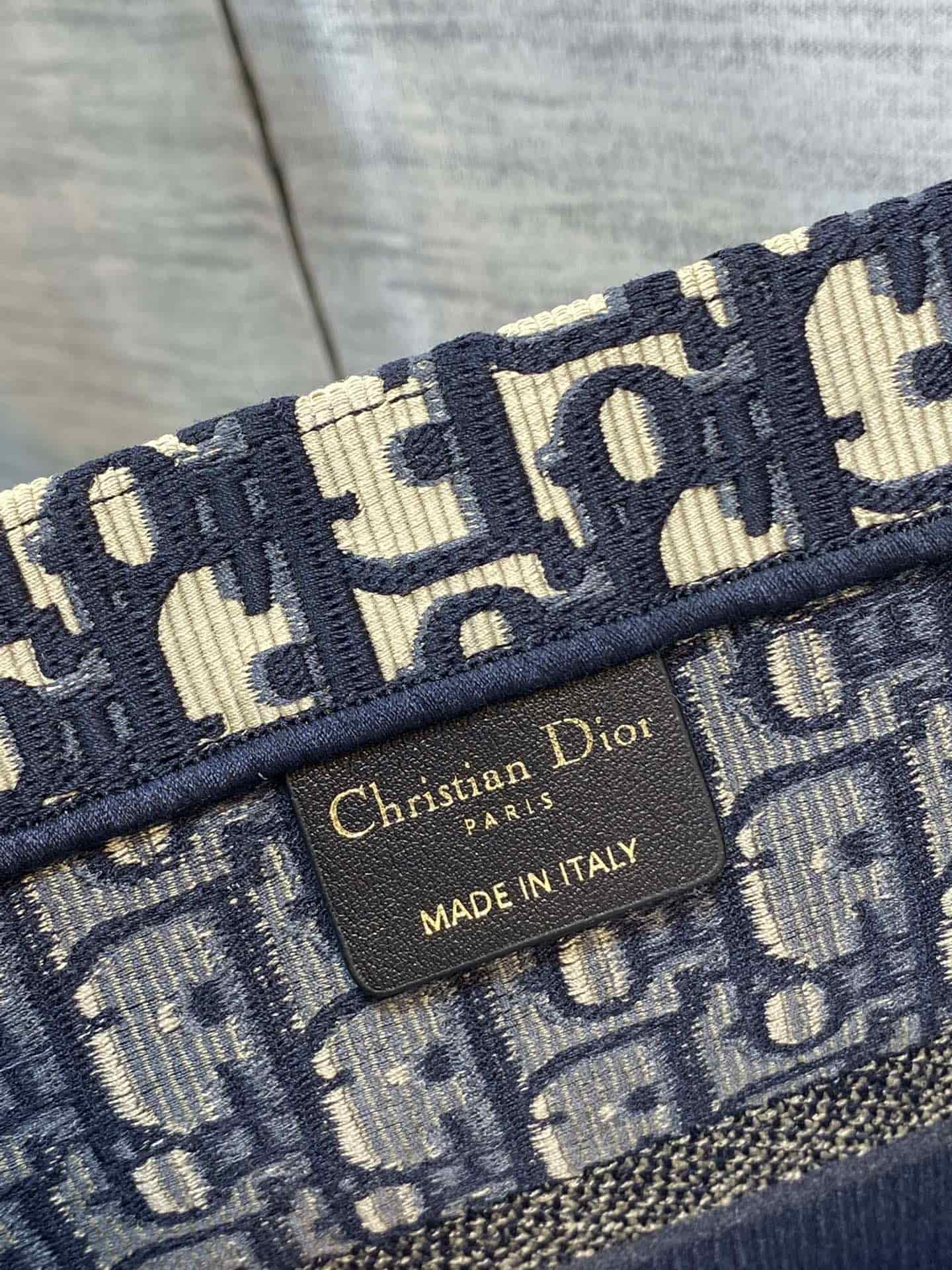 Dior Medium Dior Book Tote Ecru and Blue Dior Oblique Embroidery M1296ZRIW