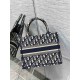 Dior Small Dior Book Tote Ecru and Blue Dior Oblique Embroidery M1265ZRIW