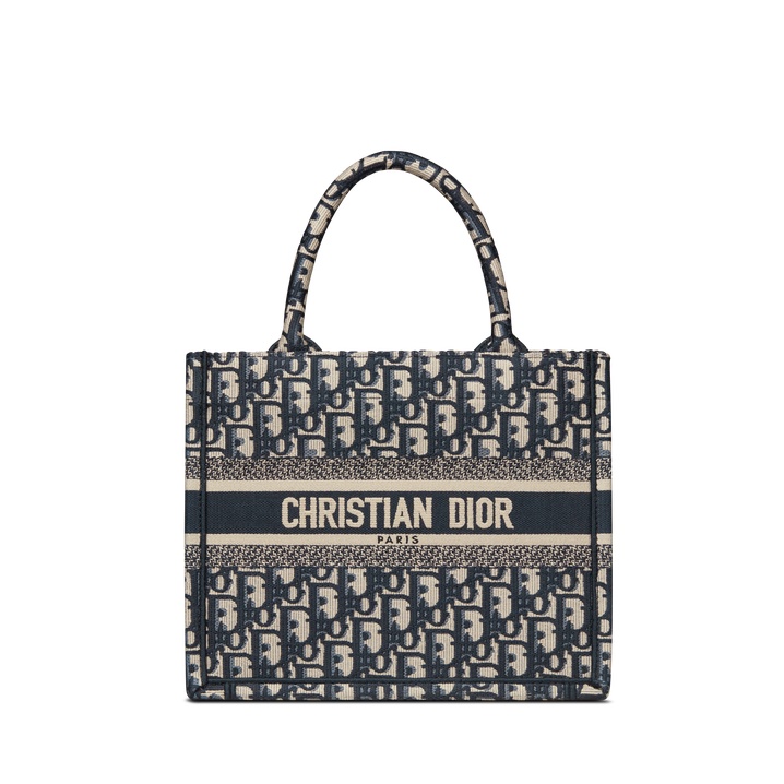 Dior Small Dior Book Tote Ecru and Blue Dior Oblique Embroidery M1265ZRIW