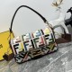 Baguette Multicolor canvas bag with FF embroidery FD0017