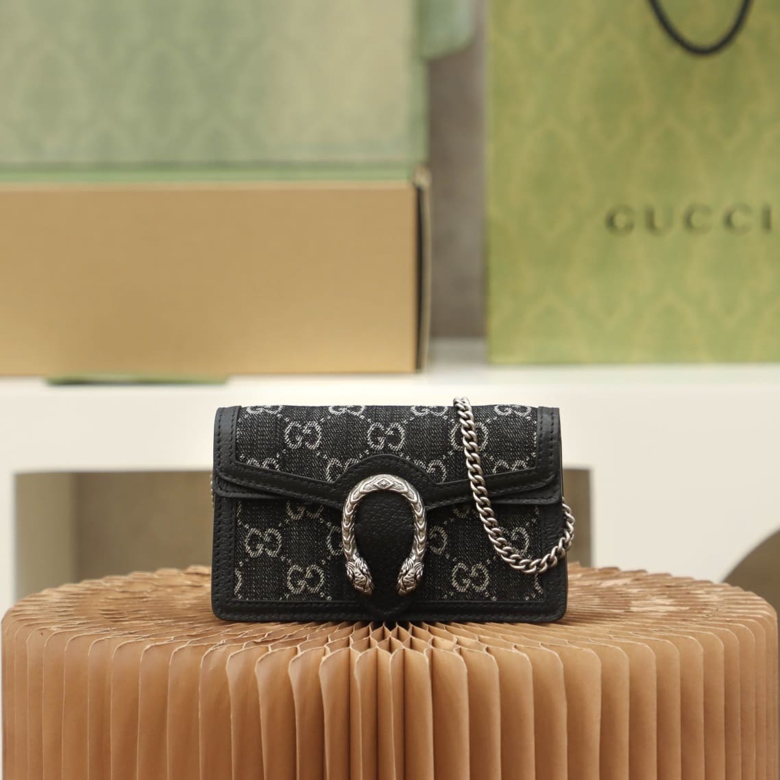 Gucci Dionysus super mini bag ‎476432 - Black Denim